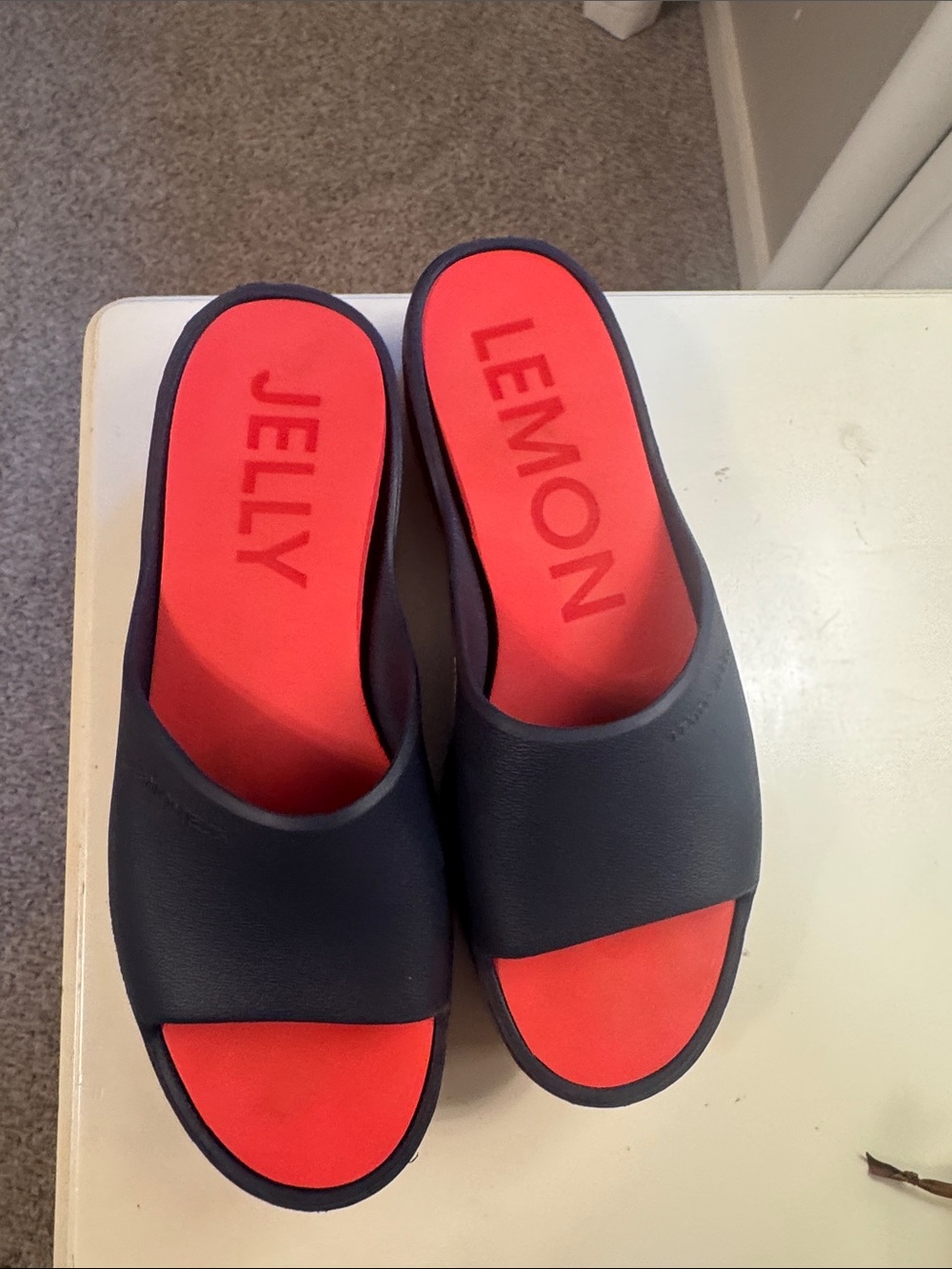 Lemon Jelly Sunny Platform Slide Sandals Black & Red EU 40